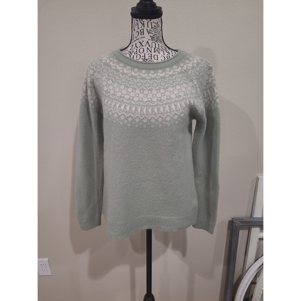 Tabitha Webb Anthro Lambswool blend Women SZ L (M)‎ Fair Isle green Ski Nordic